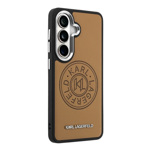 Karl Lagerfeld для Galaxy S26+ чехол PU Perforated Round logo Metal camera Hard Brown (MagSafe)
