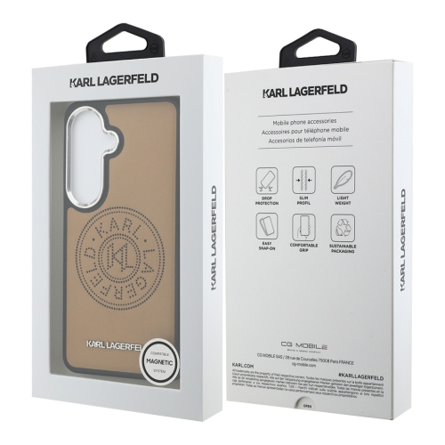 Karl Lagerfeld для Galaxy S26+ чехол PU Perforated Round logo Metal camera Hard Brown (MagSafe)