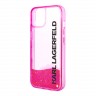 Чехол Lagerfeld Liquid glitter Elongated logo Hard Translucent для iPhone 14, розовый