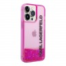 Чехол Lagerfeld Liquid glitter Elongated logo Hard Translucent для iPhone 13 Pro Max, розовый