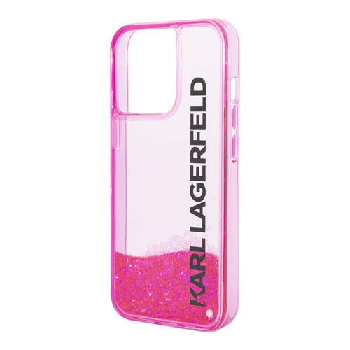 Чехол Lagerfeld Liquid glitter Elongated logo Hard Translucent для iPhone 13 Pro Max, розовый