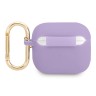 Чехол Guess Silicone Script logo с карабином для Airpods 3 (2021), фиолетовый