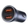 Автомобильная зарядка Baseus Golden Contactor Pro Dual Quick Charger Car Charger U+U 40W, Dark Gray