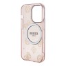 Чехол Guess Peony Glitter Hard для iPhone 14 Pro Max, розовый/золотой (MagSafe)