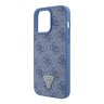 Guess для iPhone 15 Pro чехол PU 4G Triangle Diamond metal logo Hard Blue