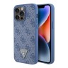 Guess для iPhone 15 Pro чехол PU 4G Triangle Diamond metal logo Hard Blue