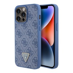 Guess для iPhone 15 Pro чехол PU 4G Triangle Diamond metal logo Hard Blue