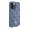 Guess для iPhone 15 Pro чехол PU 4G Triangle Diamond metal logo Hard Blue