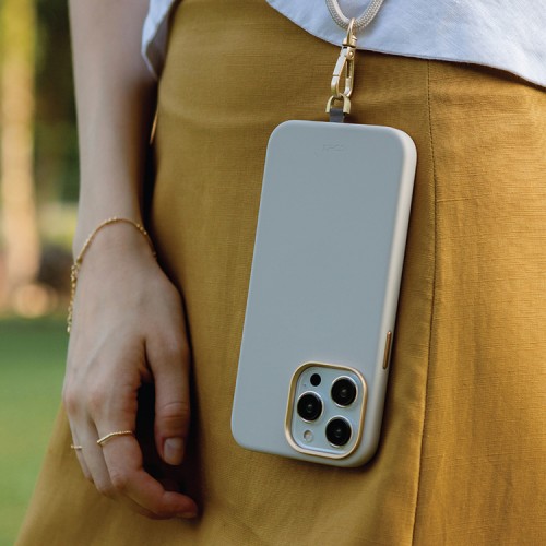 Uniq для iPhone 15 Pro Max чехол COEHL CREME Liquid silicone with Strap Soft Sage (MagSafe)