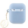 Guess для Airpods 1/2 чехол Liquid silicone 3D Logo with 4G Diamond charm Blue
