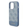 Guess для iPhone 15 Pro чехол PU 4G Bottom stripe Metal logo Hard Blue