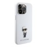 Karl Lagerfeld для iPhone 15 Pro Max чехол Liquid silicone NFT Karl Ikonik metal pin Hard White