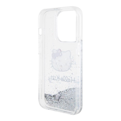 Hello Kitty для iPhone 14 Pro чехол Liquid Glitter Kitty Head Hard Translucent