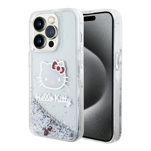 Hello Kitty для iPhone 14 Pro чехол Liquid Glitter Kitty Head Hard Translucent