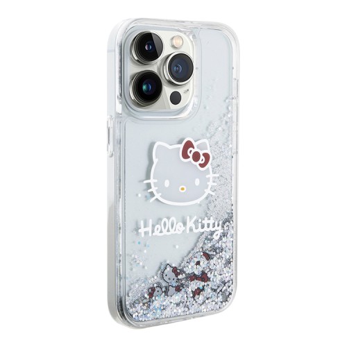 Hello Kitty для iPhone 14 Pro чехол Liquid Glitter Kitty Head Hard Translucent