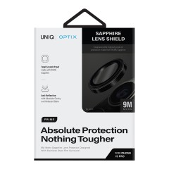 Uniq стекло сапфировое для iPhone 15 Pro, OPTIX Camera Sapphire Lens Stainless steel Black