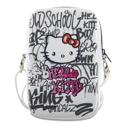Hello Kitty для смартфонов сумка Phone ZIP Bag PU leather Graffiti Kitty Head with Strap Beige