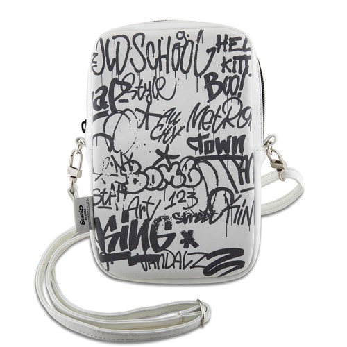 Hello Kitty для смартфонов сумка Phone ZIP Bag PU leather Graffiti Kitty Head with Strap Beige