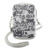 Hello Kitty для смартфонов сумка Phone ZIP Bag PU leather Graffiti Kitty Head with Strap Beige