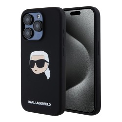 Karl Lagerfeld для iPhone 15 Pro чехол Liquid Silicone NFT Karl Head Hard Black (MagSafe)