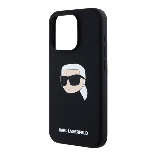 Karl Lagerfeld для iPhone 15 Pro чехол Liquid Silicone NFT Karl Head Hard Black (MagSafe)