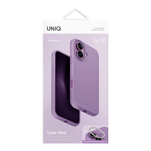 Uniq для iPhone 16 чехол силиконовый LINO Grape Pink (Magsafe)