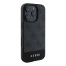 Guess для iPhone 16 Pro Max чехол PU кожа 4G Bottom stripe Metal logo Grey