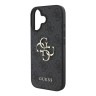 Guess для iPhone 16 чехол PU кожа 4G Big metal logo Black