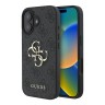 Guess для iPhone 16 чехол PU кожа 4G Big metal logo Black