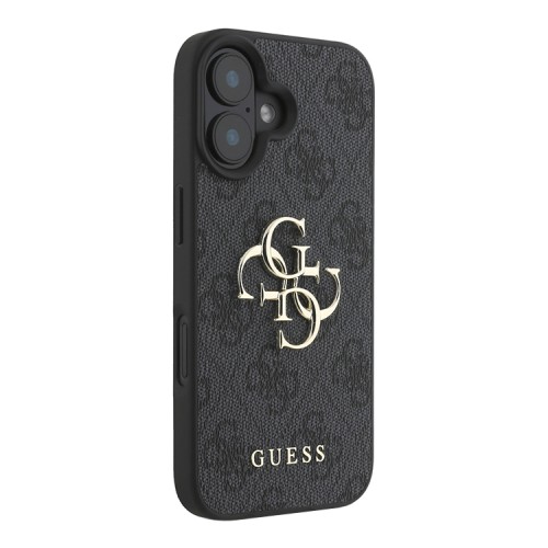 Guess для iPhone 16 чехол PU кожа 4G Big metal logo Black