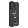 Guess для iPhone 16 чехол PU кожа 4G Big metal logo Black