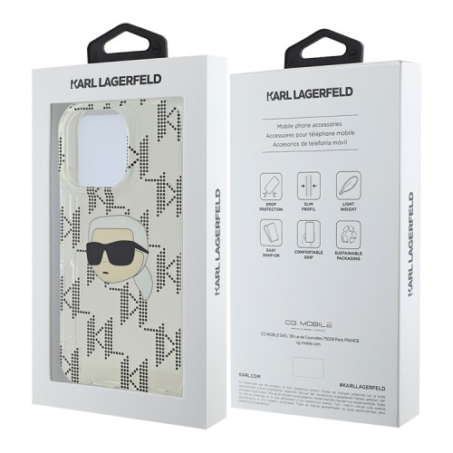 Karl Lagerfeld для iPhone 16 Pro чехол PC/TPU Monogram NFT Karl прозрачный
