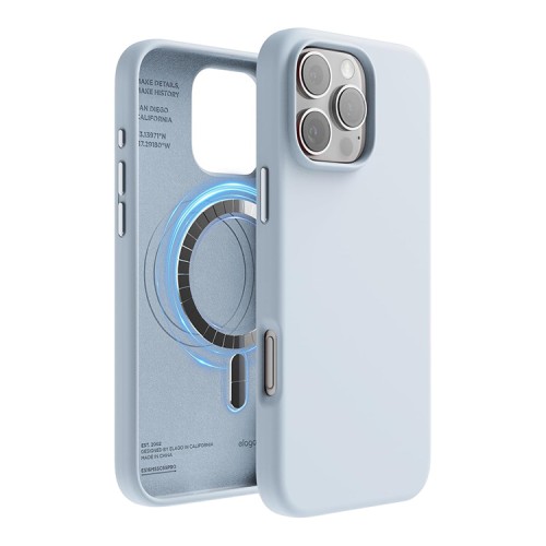 Elago для iPhone 16 Pro чехол Soft silicone (Liquid) Light Blue (MagSafe)