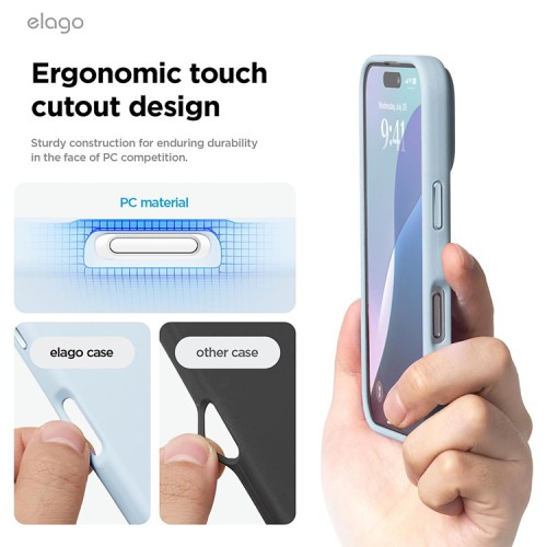 Elago для iPhone 16 Pro чехол Soft silicone (Liquid) Light Blue (MagSafe)