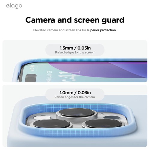 Elago для iPhone 16 Pro чехол Soft silicone (Liquid) Light Blue (MagSafe)