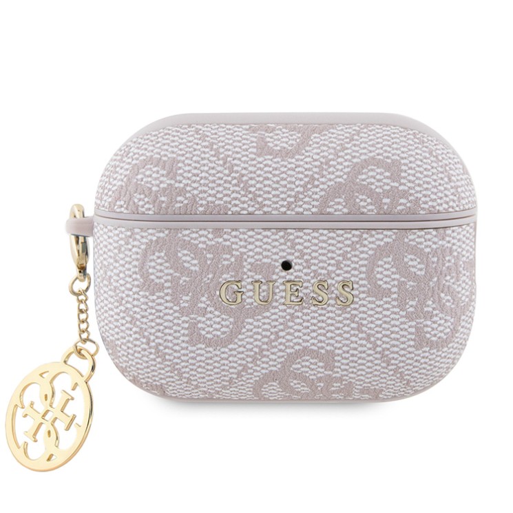 Guess для Airpods Pro 2 чехол PU leather 4G with Classic metal logo and Charm Pink