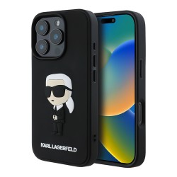 Karl Lagerfeld для iPhone 16 Pro чехол 3D Rubber NFT Karl Ikonik Hard Black