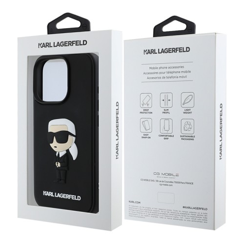 Karl Lagerfeld для iPhone 16 Pro чехол 3D Rubber NFT Karl Ikonik Hard Black