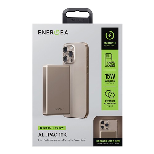 Energea АКБ AluPac 10K, 10000W MagSafe 15W USB-C 20W Ultra Light Aluminium Gold