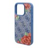 Guess для iPhone 16 Pro чехол PU Flowers Roses Hard Blue (MagSafe)