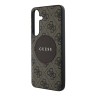 Guess для Galaxy S25 чехол PU 4G with Round Patch Metal logo Hard Brown (MagSafe)