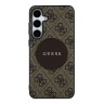 Guess для Galaxy S25 чехол PU 4G with Round Patch Metal logo Hard Brown (MagSafe)