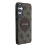 Guess для Galaxy S25 чехол PU 4G with Round Patch Metal logo Hard Brown (MagSafe)