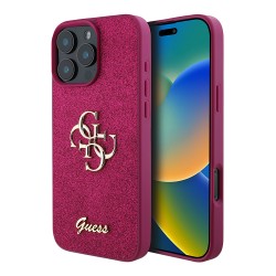 Guess для iPhone 16 Pro Max чехол Fixed Glitters 4G Big metal logo Purple
