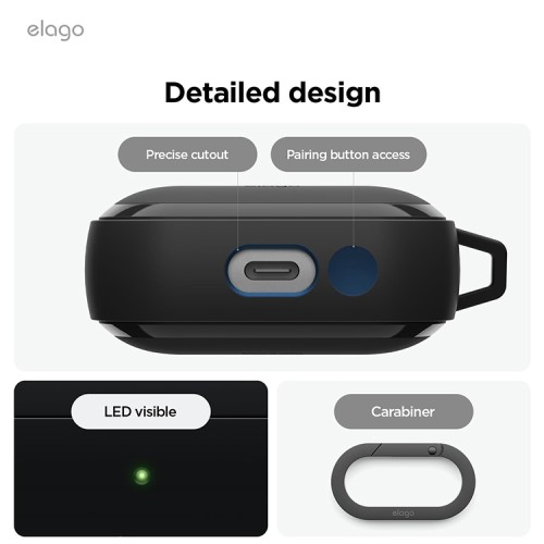 Elago для Galaxy Buds 3/3 Pro чехол EDC Hang case Black