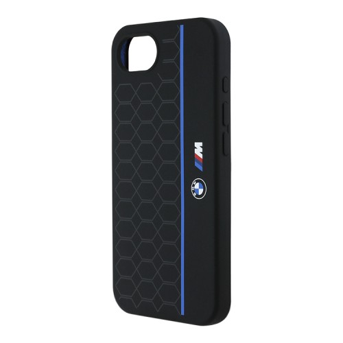 BMW для iPhone 16e чехол M-collection Liquid silicone Hexagon Hard Black/Blue (MagSafe)