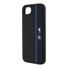 BMW для iPhone 16e чехол M-collection Liquid silicone Hexagon Hard Black/Blue (MagSafe)