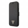 Чехол Guess Saffiano Triangle metal logo Booktype для iPhone 12 Pro Max, черный