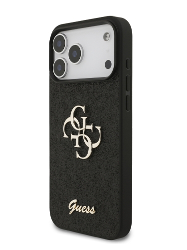 Guess для iPhone 17 Pro Max чехол Fixed Glitters 4G Big metal logo Hard Black