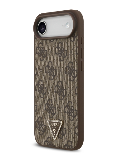 Guess для iPhone Air чехол PU 4G Triangle Diamond metal logo Hard Brown (MagSafe)
